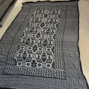 Woven black and white India bedspread blanket tablecloth boho tribal